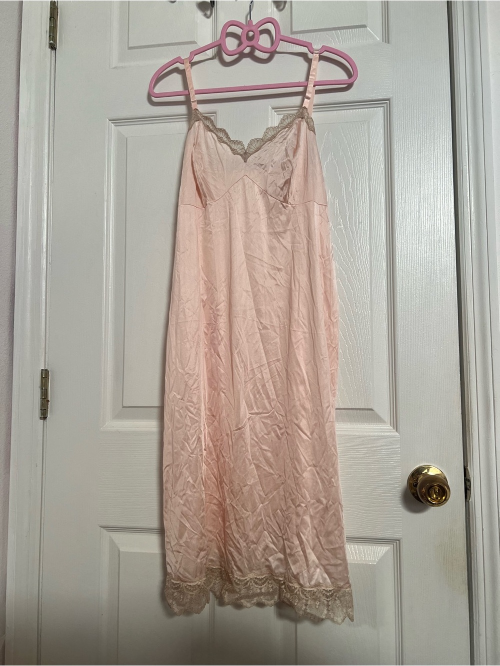 Vanity Fair Delicate Lace-Trim Slip Dress in Light Blush